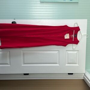Kittenish Red Sleeveless V-Neck Sundress